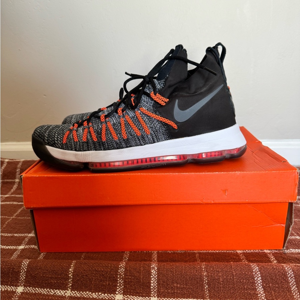 KD 9 Elite 'Dark Grey Hyper Orange SIZE 12 MENS Nike KD basketball shoes